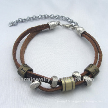 2014 fashion Brown leather Alloy Charm bracelet BGL-052